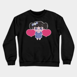 Cute Little Goth Girl with Pink Hearts Crewneck Sweatshirt